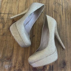 Steve Madden Caryssag Glitter Gold Heels EUC